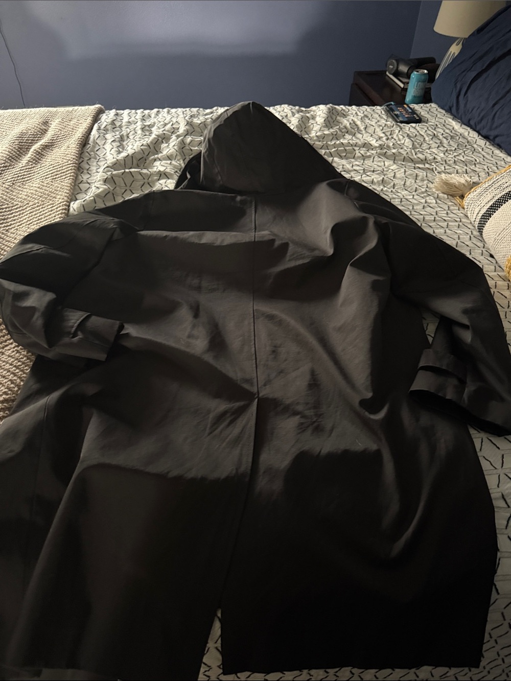 Calvin Klein Black Hooded Trench Coat - Picture 5 of 5